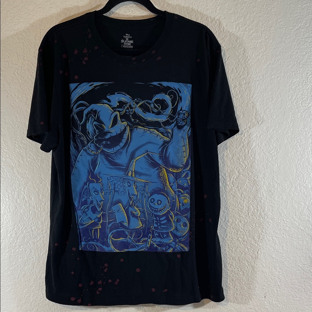 DISNEY The Nightmare Before Christmas Bleach Splatter Oogie Boogie T Shirt Large - Picture 2 of 7